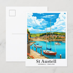 Carte Postale Illustration de voyage St Austell Cornwall Anglete