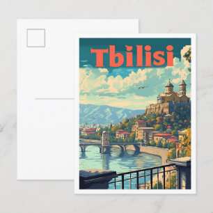 Carte Postale Illustration de voyage Tbilisi Georgia Vintage Art