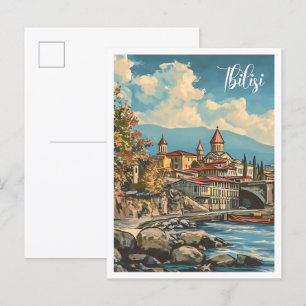 Carte Postale Illustration de voyage Tbilisi Georgia Vintage Art