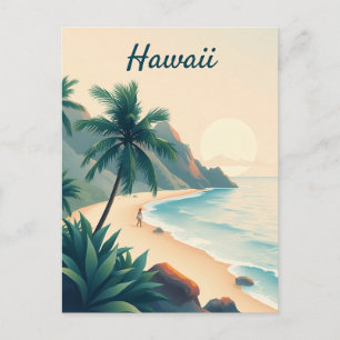 Carte Postale Illustration de voyage vintage à Hawaï