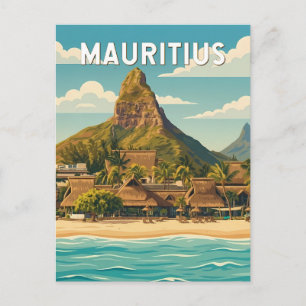 Carte Postale Illustration de voyage vintage à Maurice
