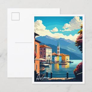 Carte Postale Illustration de voyage vintage Ascona Suisse