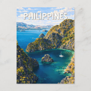 Carte Postale Illustration de voyage vintage aux Philippines