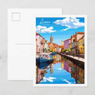 Carte Postale Illustration de voyage vintage Aveiro Portugal