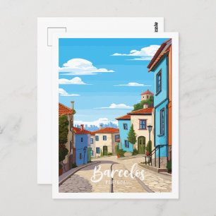 Carte Postale Illustration de voyage vintage Barcelos Portugal
