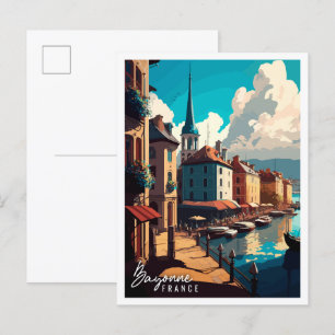 Carte Postale Illustration de voyage vintage Bayonne France