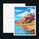 Carte Postale Illustration de voyage vintage Benhaddau Maroc<br><div class="desc">Benhaddau Maroc vintage lieu de voyage illustration</div>