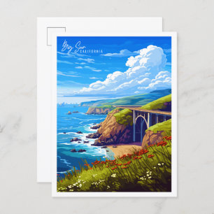 Carte Postale Illustration de voyage vintage Big Sur California 