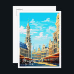 Carte Postale Illustration de voyage vintage Bruxelles Belgique<br><div class="desc">Illustration du lieu de voyage vintage de Bruxelles Belgique</div>