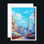 Carte Postale Illustration de voyage vintage Bruxelles Belgique<br><div class="desc">Illustration du lieu de voyage vintage de Bruxelles Belgique</div>
