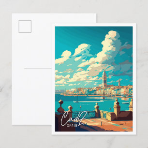 Carte Postale Illustration de voyage vintage Cadiz Espagne