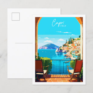 Carte Postale Illustration de voyage vintage Capri Italie