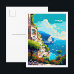 Carte Postale Illustration de voyage vintage Capri Italie<br><div class="desc">Illustration du lieu de voyage vintage Capri Italie</div>