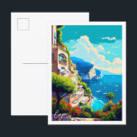 Carte Postale Illustration de voyage vintage Capri Italie<br><div class="desc">Illustration du lieu de voyage vintage Capri Italie</div>