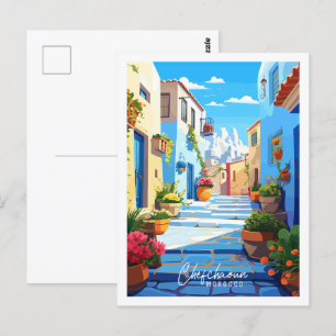 Carte Postale Illustration de voyage vintage Chefchaoun Maroc