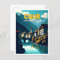 Illustration de voyage vintage Chur Switzerland