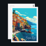 Carte Postale Illustration de voyage vintage Cinque Terre Italie<br><div class="desc">Illustration du lieu de voyage vintage Cinque Terre Italie</div>