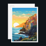Carte Postale Illustration de voyage vintage Cinque Terre Italie<br><div class="desc">Illustration du lieu de voyage vintage Cinque Terre Italie</div>