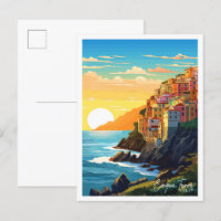 Illustration de voyage vintage Cinque Terre Italie