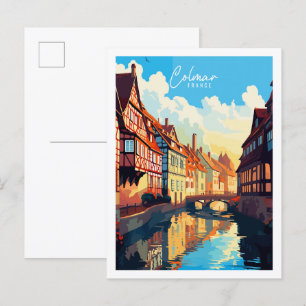 Carte Postale Illustration de voyage vintage Colmar France