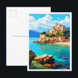 Carte Postale illustration de voyage vintage Corse France<br><div class="desc">illustration de lieu de voyage vintage Corse France</div>