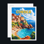 Carte Postale Illustration de voyage vintage Corse France<br><div class="desc">Illustration du lieu de voyage vintage Corse France</div>