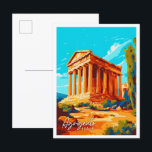 Carte Postale Illustration de voyage vintage d'Agrigente Italie<br><div class="desc">Illustration du lieu de voyage vintage d'Agrigente Italie</div>