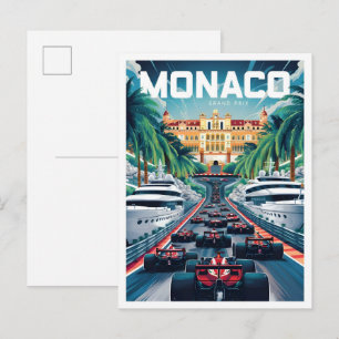 Carte Postale Illustration de voyage vintage d'art du Grand Prix