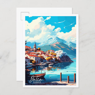 Carte Postale Illustration de voyage vintage Datca Turkey