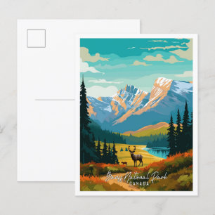 Carte Postale Illustration de voyage vintage de Banff Canada Art