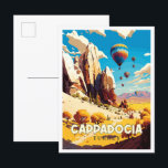 Carte Postale Illustration de voyage vintage de Cappadocie Turqu<br><div class="desc">Cappadocia Turquie lieu de voyage vintage illustration</div>