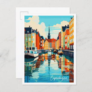 Carte Postale Illustration de voyage vintage de Copenhague Danem