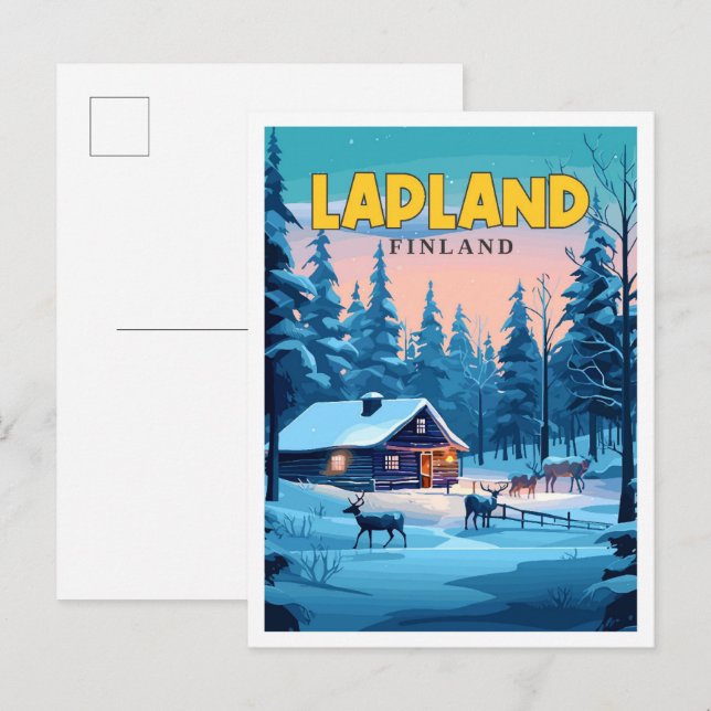 Carte Postale Illustration de voyage vintage de la Finlande de L (Devant / Derrière)