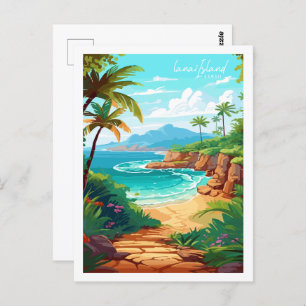 Carte Postale Illustration de voyage vintage de Lanai Island Haw