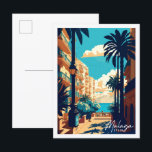 Carte Postale Illustration de voyage vintage de Malaga Espagne<br><div class="desc">Malaga Espagne vintage lieu de voyage illustration</div>