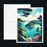 Carte Postale Illustration de voyage vintage de Mljet Croatia<br><div class="desc">Illustration du lieu de voyage vintage de Mljet Croatia</div>