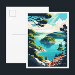 Carte Postale Illustration de voyage vintage de Mljet Croatia<br><div class="desc">Illustration du lieu de voyage vintage de Mljet Croatia</div>