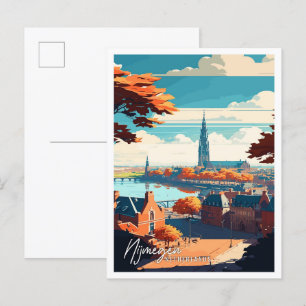 Carte Postale Illustration de voyage vintage de Nijmegen Pays-Ba