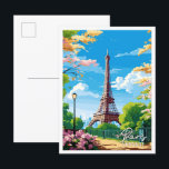 Carte Postale Illustration de voyage vintage de Paris France<br><div class="desc">Illustration de lieu de voyage vintage de Paris France</div>