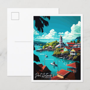 Carte Postale Illustration de voyage vintage de Port Antonio Jam