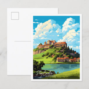 Carte Postale Illustration de voyage vintage de Ptuj Castle Slov