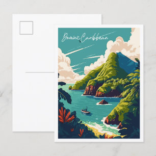 Carte Postale Illustration de voyage vintage des Caraïbes Domini