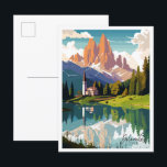 Carte Postale Illustration de voyage vintage Dolomites Italie<br><div class="desc">Dolomites Italie vintage lieu de voyage illustration</div>
