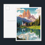 Carte Postale Illustration de voyage vintage Dolomites Italie<br><div class="desc">Dolomites Italie vintage lieu de voyage illustration</div>