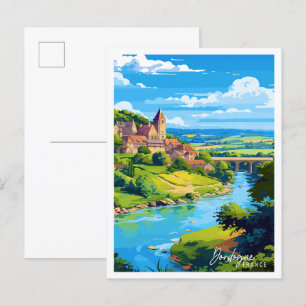 Carte Postale Illustration de voyage vintage Dordogne France