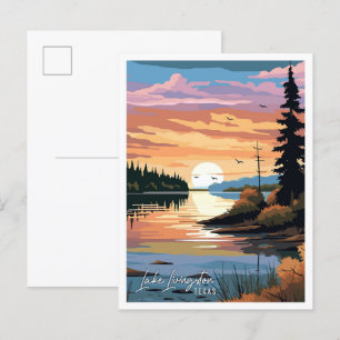 Carte Postale Illustration de voyage vintage du lac Livingston T