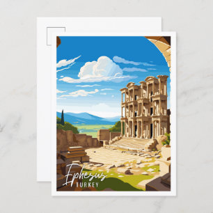 Carte Postale Illustration de voyage vintage Ephesus Turkey
