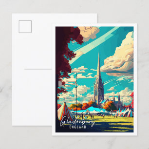 Carte Postale Illustration de voyage vintage Glastonbury England