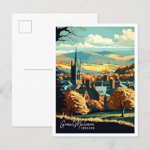 Carte Postale Illustration de voyage vintage Great Malvern Engla