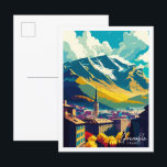 Carte Postale Illustration de voyage vintage Grenoble France<br><div class="desc">Grenoble France lieu de voyage vintage illustration</div>